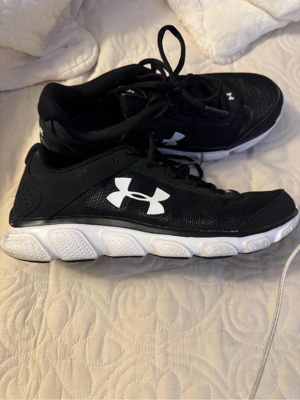 Under Armour Black and White Lace-Up Training Sneakers - Picture 2 of 9
